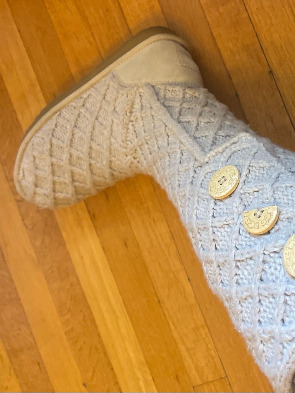 UGG Lattice Cardy Knit Boots 3066 Gray/Taupe Women’s Size - Picture 9 of 10